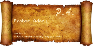 Probst Adony névjegykártya